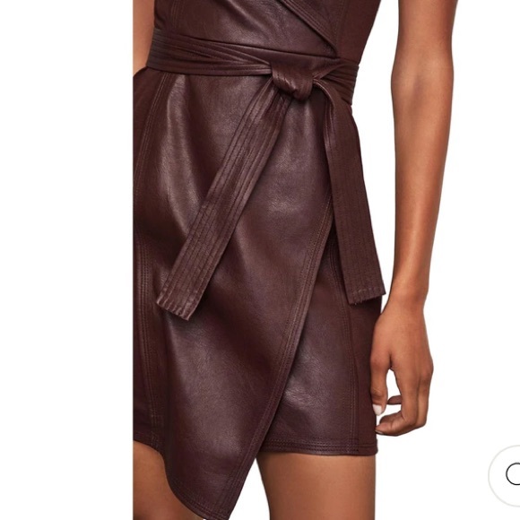 BCBGMAXAZRIA Womens Layla Cocktail Dress Asymmetric Faux Leather - Bittersweet - Picture 5 of 7